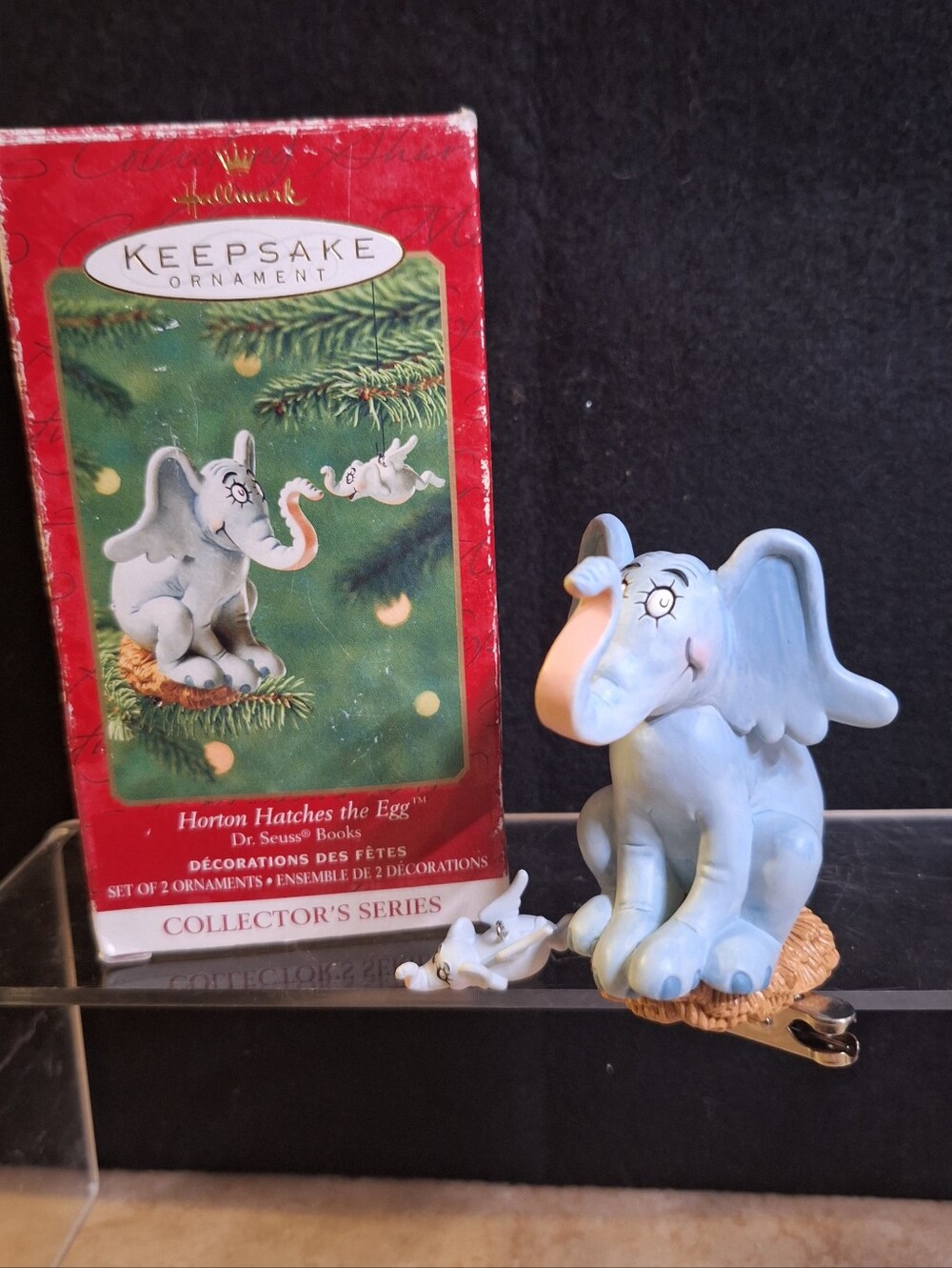 Hallmark 2001 Horton Hatches The Egg Keepsake Ornament Dr Seuss 2-Piece Set
